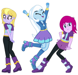 Size: 2717x2644 | Tagged: safe, artist:gmaplay, fuchsia blush, lavender lace, trixie, equestria girls, g4, female, high res, simple background, transparent background, trio, trio female, trixie and the illusions, vector