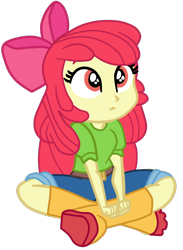Size: 880x1200 | Tagged: safe, artist:gmaplay, apple bloom, equestria girls, equestria girls specials, g4, my little pony equestria girls: better together, my little pony equestria girls: holidays unwrapped, the cider louse fools, adorabloom, apple bloom's bow, boots, bow, clothes, cute, hair bow, jeans, pants, shirt, shoes, simple background, sitting, solo, transparent background