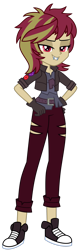 Size: 1024x3253 | Tagged: safe, artist:emeraldblast63, sunset shimmer, vampire, equestria girls, g4, alternate hairstyle, bat ponified, clothes, converse, gloves, race swap, redesign, shimmerbat, shoes, simple background, solo, torn clothes, transparent background, vampire shimmer