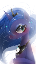 Size: 720x1280 | Tagged: safe, artist:jully-park, princess luna, alicorn, pony, g4, blushing, crown, cute, jewelry, lunabetes, peytral, regalia, solo