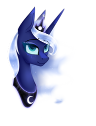 Size: 1280x1667 | Tagged: safe, artist:fallen-angel227, princess luna, alicorn, pony, g4, alternate hairstyle, bust, ethereal tail, female, mare, simple background, smiling, solo, transparent background