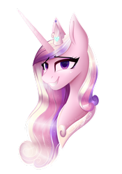 Size: 1280x1828 | Tagged: safe, artist:fallen-angel227, princess cadance, alicorn, pony, g4, bust, female, mare, simple background, smiling, solo, transparent background