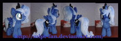 Size: 4166x1439 | Tagged: safe, artist:calusariac, princess luna, pony, g4, female, filly, irl, photo, plushie, solo, woona, younger