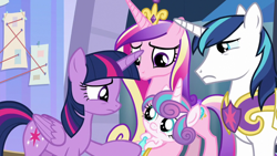 Size: 1920x1080 | Tagged: safe, screencap, princess cadance, princess flurry heart, shining armor, twilight sparkle, alicorn, pony, g4, the ending of the end, twilight sparkle (alicorn)