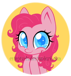 Size: 757x808 | Tagged: safe, artist:bunnini, pinkie pie, earth pony, pony, g4, bust, colored pupils, cute, diapinkes, female, mare, solo, watermark