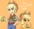 Size: 2047x1728 | Tagged: safe, artist:lordshrekzilla20, applejack, earth pony, human, pony, equestria girls, g4, applejack day, cider, female, geode of super strength, human ponidox, magical geodes, mare, orange background, self ponidox, simple background