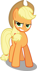 Size: 4286x8172 | Tagged: safe, artist:ace play, applejack, earth pony, pony, g4, absurd resolution, applejack's hat, cowboy hat, evil smile, female, grin, hat, looking at you, mare, simple background, smiling, smirk, solo, transparent background, vector
