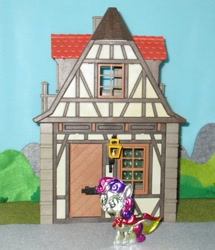 Size: 828x965 | Tagged: safe, alternate version, artist:malte279, part of a set, sweetie belle, pony, unicorn, g4, craft, embossing, irl, metal foil, photo, playmobil, relief