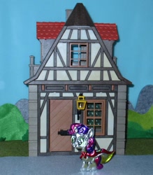 Size: 836x956 | Tagged: safe, alternate version, artist:malte279, part of a set, sweetie belle, pony, unicorn, g4, craft, embossing, irl, metal foil, photo, playmobil, relief
