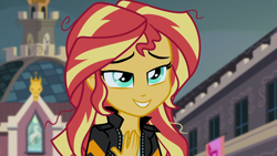 Size: 1920x1080 | Tagged: safe, screencap, sunset shimmer, equestria girls, g4, my little pony equestria girls: friendship games, female, lidded eyes, messy hair, solo
