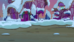 Size: 1280x720 | Tagged: safe, screencap, a hearth's warming tail, g4, background, no pony, ponyville, scenic ponyville, snow, winter