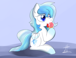 Size: 2200x1666 | Tagged: safe, artist:almaustral, oc, oc only, oc:ice dreams, pegasus, pony, food, hoof hold, ice cream, ice cream cone, licking, pegasus oc, signature, solo, tongue out, wings