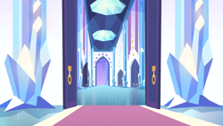 Size: 1280x720 | Tagged: safe, screencap, g4, the times they are a changeling, architecture, background, crystal castle, crystal empire, liminal space, no pony, scenic ponyville