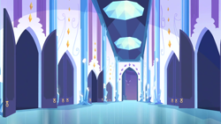 Size: 1280x720 | Tagged: safe, screencap, g4, the times they are a changeling, architecture, background, crystal castle, crystal empire, liminal space, no pony, scenic ponyville