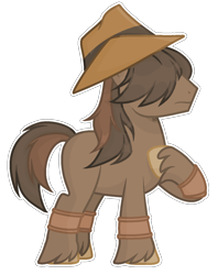 Size: 1022x1292 | Tagged: safe, artist:katnekobase, artist:thieeur-nawng, oc, oc only, earth pony, pony, base used, earth pony oc, hair over eyes, hat, hoof on chest, male, simple background, solo, stallion, transparent background, unshorn fetlocks