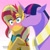 Size: 1080x1077 | Tagged: safe, alternate version, artist:stargazerseven, sunset shimmer, twilight sparkle, pony, unicorn, g4, blushing, bust, cheek kiss, clothes, colored, dusk shine, eyes closed, female, gradient background, half r63 shipping, kissing, male, rule 63, scarf, ship:sunsetsparkle, shipping, stallion, straight, wide eyes