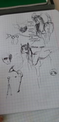 Size: 688x1416 | Tagged: safe, artist:kiwwsplash, oc, oc only, pony, graph paper, lineart, reference sheet, scorpion tail, traditional art