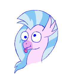 Size: 500x500 | Tagged: safe, artist:solardoodles, silverstream, hippogriff, g4, :p, derp, simple background, solo, tongue out, transparent background