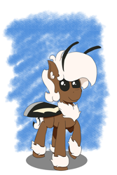 Size: 1000x1500 | Tagged: safe, artist:stemthebug, oc, oc only, oc:stem bedstraw, hybrid, moth, mothpony, original species, solo