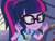 Size: 1390x1064 | Tagged: safe, edit, edited screencap, editor:mycarhasamoustache, screencap, sci-twi, twilight sparkle, equestria girls, g4, my little pony equestria girls: legend of everfree, camp everfree outfits, cropped, nervous, smile edit, solo