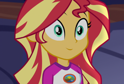 Size: 1600x1080 | Tagged: safe, edit, edited screencap, editor:mycarhasamoustache, screencap, sunset shimmer, equestria girls, g4, my little pony equestria girls: legend of everfree, camp everfree outfits, cropped, smile edit, solo
