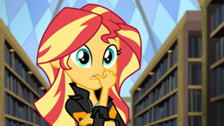 Size: 1920x1080 | Tagged: safe, screencap, sunset shimmer, equestria girls, g4, my little pony equestria girls: friendship games, female, solo, thumb bite