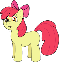 Size: 1873x1951 | Tagged: safe, artist:poniidesu, apple bloom, earth pony, pony, g4, blank flank, bow, female, filly, simple background, solo, tongue out, transparent background