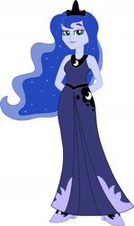 Size: 1024x1713 | Tagged: safe, artist:rebelprincess59, princess luna, vice principal luna, equestria girls, g4, arm behind back, clothes, cutie mark, cutie mark on clothes, ethereal mane, female, high heels, human female, shoes, simple background, solo, starry mane, white background