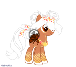 Size: 1280x1133 | Tagged: safe, artist:keeka-snake, oc, oc only, food pony, original species, pony, female, food, mare, obtrusive watermark, ponified, simple background, solo, transparent background, watermark
