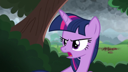 Size: 1920x1080 | Tagged: safe, screencap, twilight sparkle, alicorn, pony, g4, the ending of the end, angry, crater, hole, solo, tree, twilight sparkle (alicorn)
