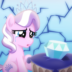 Size: 2048x2048 | Tagged: safe, artist:whitequartztheartist, diamond tiara, earth pony, pony, crusaders of the lost mark, g4, crying, diamond, high res, jewelry, solo, the pony i want to be, tiara