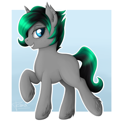 Size: 3000x3000 | Tagged: safe, artist:puggie, oc, oc only, oc:athena strips, pony, unicorn, female, filly, high res, offspring, parent:oc:harmony strips, parent:oc:sil feather, parents:oc x oc, solo, unshorn fetlocks