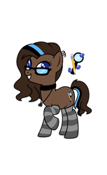 Size: 1024x1676 | Tagged: safe, artist:kb-gamerartist, oc, oc only, oc:blueberry oatmeal, earth pony, pony, choker, clothes, ear piercing, earring, female, glasses, grin, jewelry, mare, multicolored hair, necklace, piercing, raised hoof, simple background, smiling, socks, solo, striped socks, transparent background