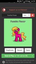 Size: 720x1280 | Tagged: safe, earth pony, pony, pony town, fuschia flower, games, patreon, screenshots