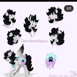 Size: 720x720 | Tagged: safe, alternate version, artist:darestorm, oc, oc only, pegasus, pony, :p, bust, female, mare, paw prints, pegasus oc, signature, simple background, smiling, solo, tongue out, white background, wings