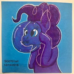 Size: 1080x1080 | Tagged: safe, artist:stargazerseven, pinkie pie, earth pony, pony, g4, bubblegum, bust, female, food, gum, mare, solo, traditional art