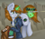 Size: 3051x2607 | Tagged: safe, artist:dreamy990, oc, oc only, oc:calamity, oc:littlepip, oc:velvet remedy, pony, unicorn, fallout equestria, clothes, female, gun, handgun, high res, jumpsuit, little macintosh, magic, mare, pipbuck, revolver, telekinesis, toy, vault suit