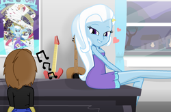 Size: 2011x1323 | Tagged: safe, artist:grapefruitface1, artist:invisibleink, trixie, oc, oc:grapefruit face, equestria girls, g4, canon x oc, clothes, dress, female, grapexie, male, musical instrument, piano, playing piano, shipping, show accurate, straight, window