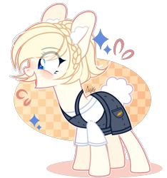 Size: 1956x2091 | Tagged: safe, artist:mint-light, oc, oc only, earth pony, pony, blushing, bunny tail, clothes, commission, earth pony oc, open mouth, overalls, signature, simple background, smiling, solo, transparent background, ych result