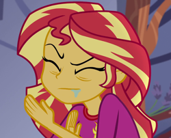 Size: 1334x1080 | Tagged: safe, screencap, sunset shimmer, equestria girls, g4, my little pony equestria girls: legend of everfree, clothes, cropped, cute, drool, eyes closed, pajamas, shimmerbetes, sleepy, solo