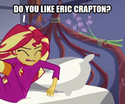 Size: 385x319 | Tagged: safe, edit, screencap, sunset shimmer, human, equestria girls, g4, my little pony equestria girls: legend of everfree, asian, eric clapton, meme, pronunciation, racism, solo, stereotype, text