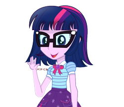Size: 605x526 | Tagged: safe, artist:jcpreactyt, sci-twi, twilight sparkle, equestria girls, equestria girls series, g4, clothes, glasses, hair, short hair, simple background, skirt, solo, transparent background