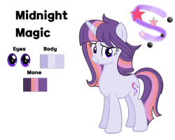 Size: 2050x1640 | Tagged: safe, artist:stellamoonshineyt, oc, oc only, oc:midnight magic, pony, unicorn, base used, female, mare, offspring, parent:moondancer, parent:oc:fabio, parents:canon x oc, reference sheet, simple background, solo, transparent background