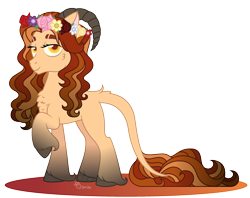 Size: 2519x1993 | Tagged: safe, artist:strawberry-spritz, oc, oc only, hybrid, female, interspecies offspring, offspring, parent:discord, parent:tree hugger, parents:treecord, simple background, solo, transparent background