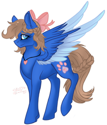 Size: 1920x2233 | Tagged: safe, artist:nightingalewolfie, oc, oc only, oc:midnight luna, alicorn, pony, bow, female, hair bow, mare, simple background, solo, transparent background, two toned wings, wings