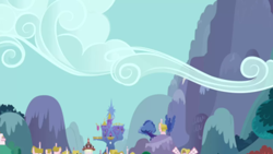 Size: 1280x720 | Tagged: safe, screencap, g4, the fault in our cutie marks, background, no pony, ponyville, scenic ponyville, twilight's castle