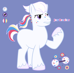 Size: 1846x1841 | Tagged: safe, artist:sir-psych0-s3xy, oc, oc:jawbreaker, earth pony, pony, base used, blue background, male, offspring, parent:cheese sandwich, parent:pinkie pie, parents:cheesepie, reference sheet, simple background, stallion