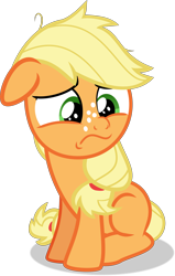 Size: 6387x10050 | Tagged: safe, artist:starcollider, applejack, earth pony, pony, g4, going to seed, .svg available, absurd resolution, blank flank, cute, female, filly, filly applejack, jackabetes, sad, sadorable, show accurate, simple background, transparent background, unhapplejack, vector, younger