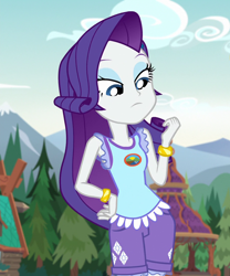 Size: 900x1080 | Tagged: safe, screencap, rarity, equestria girls, g4, my little pony equestria girls: legend of everfree, camp everfree outfits, clothes, cropped, cutie mark, cutie mark on clothes, female, jewelry, solo