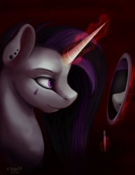 Size: 1024x1326 | Tagged: safe, artist:allforyouart, princess celestia, alicorn, pony, g4, bust, ear piercing, magic, mirror, piercing, portrait, punklestia, telekinesis